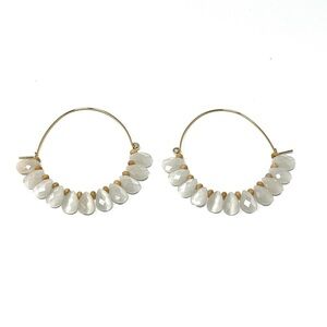 New Free People Moonstone Beaded Hoop Earrings